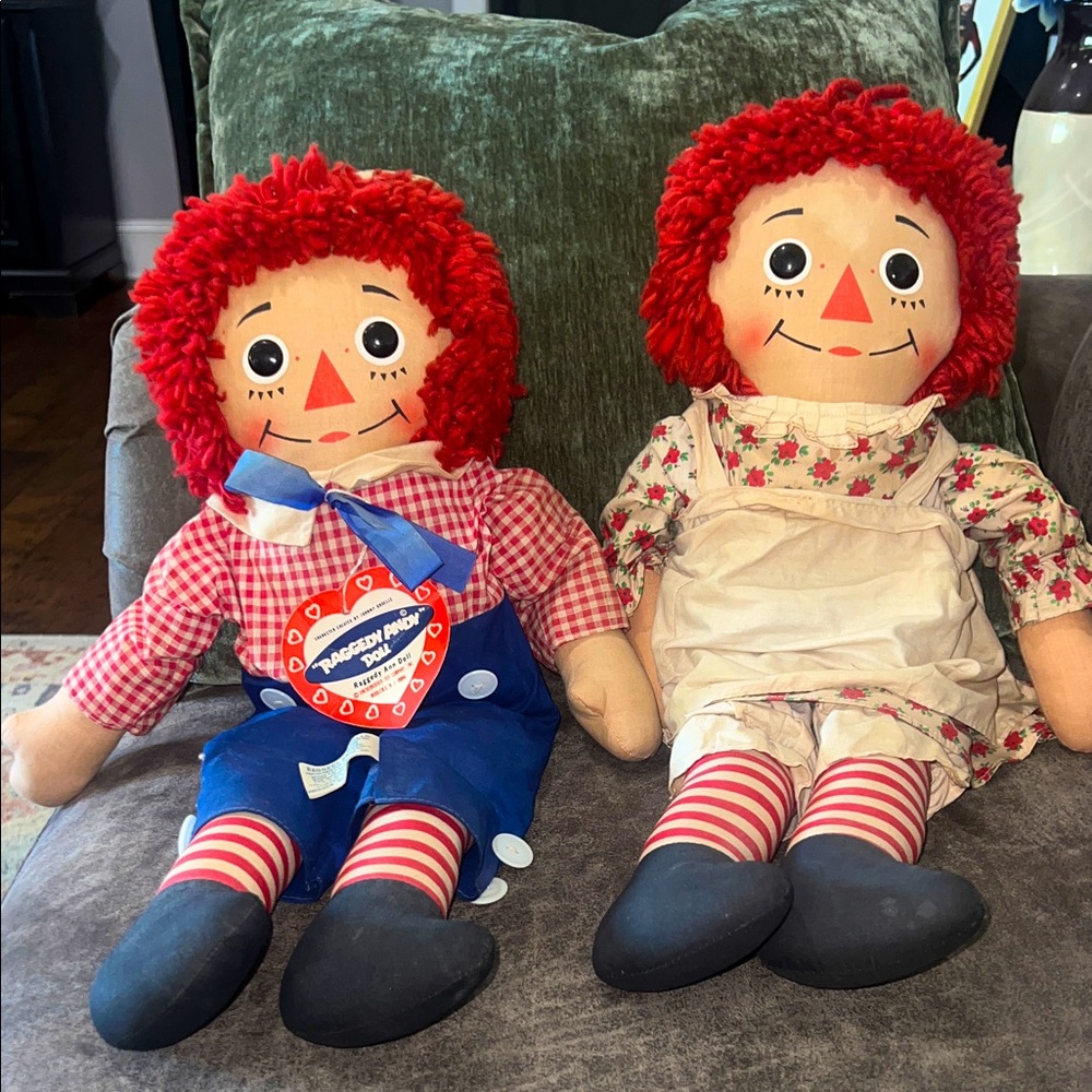 Raggedy Ann and Andy Dolls with vintage tags!
